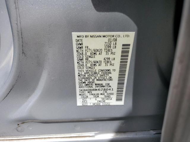 Photo 10 from auction – 2008 NISSAN ARMADA SE with VIN 5N1BA08D88N628041