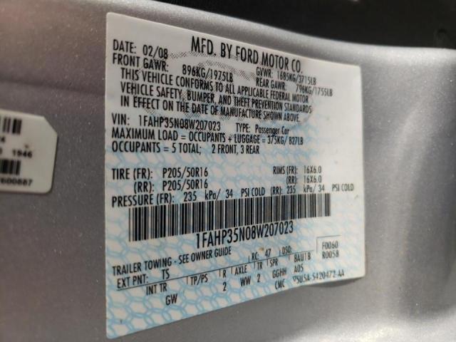 Photo 10 from auction – 2008 FORD FOCUS SE with VIN 1FAHP35N08W207023