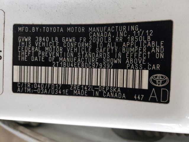Photo 10 from auction – 2013 TOYOTA COROLLA BA with VIN 2T1BU4EE8DC979397