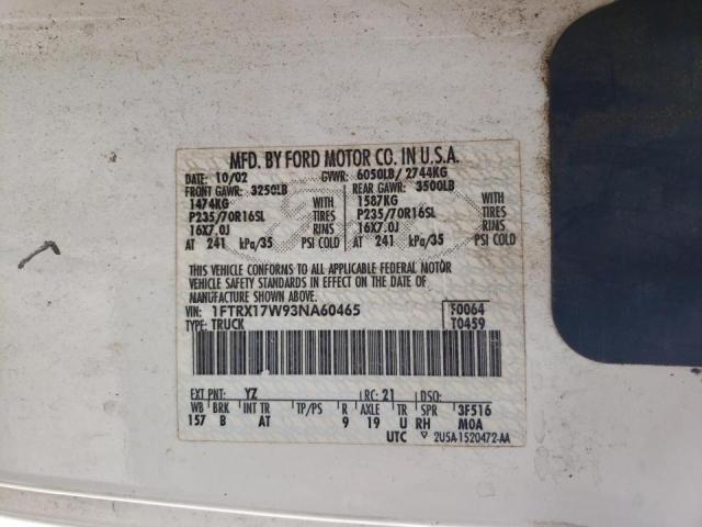 Photo 10 from auction – 2003 FORD F150 with VIN 1FTRX17W93NA60465
