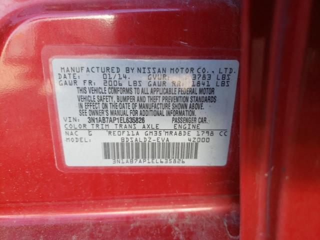 Photo 10 from auction – 2014 NISSAN SENTRA S with VIN 3N1AB7AP1EL635826