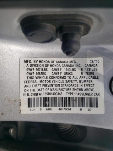 Photo 10 from auction – 2011 HONDA CIVIC LX with VIN 2HGFA1F55BH300343