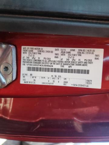 Photo 10 from auction – 2016 FORD ESCAPE SE with VIN 1FMCU0G74GUB98424