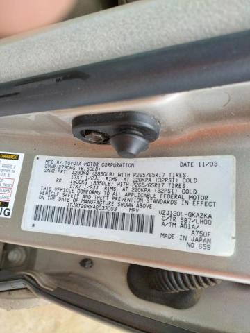 Photo 10 from auction – 2004 LEXUS GX 470 with VIN JTJBT20XX40033003