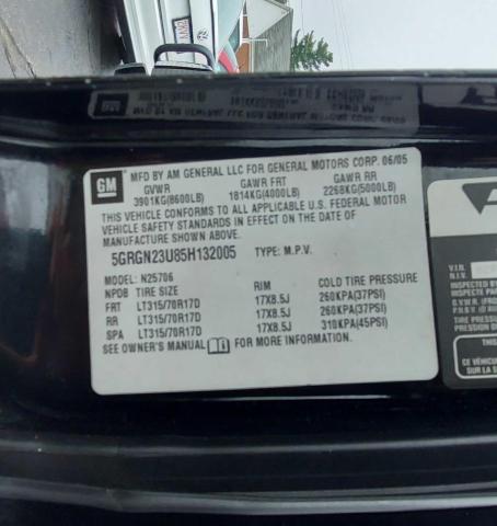 Photo 10 from auction – 2005 HUMMER H2 with VIN 5GRGN23U85H132005