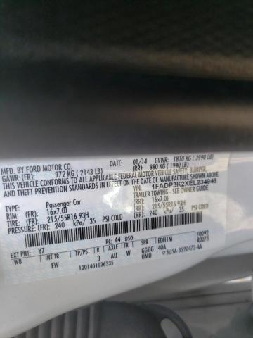Photo 10 from auction – 2014 FORD FOCUS SE with VIN 1FADP3K2XEL234946