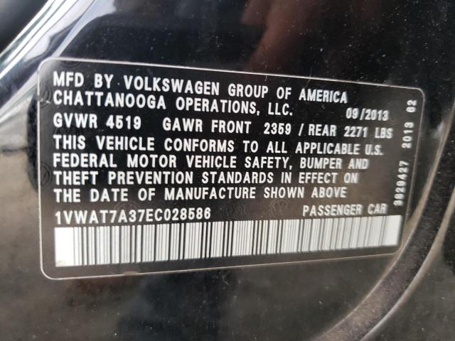 Photo 10 from auction – 2014 VOLKSWAGEN PASSAT S with VIN 1VWAT7A37EC028586