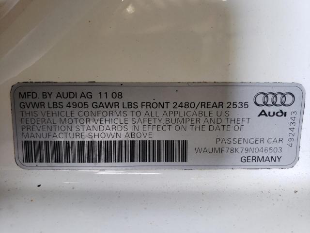 Photo 10 from auction – 2009 AUDI A4 PRESTIG with VIN WAUMF78K79N046503