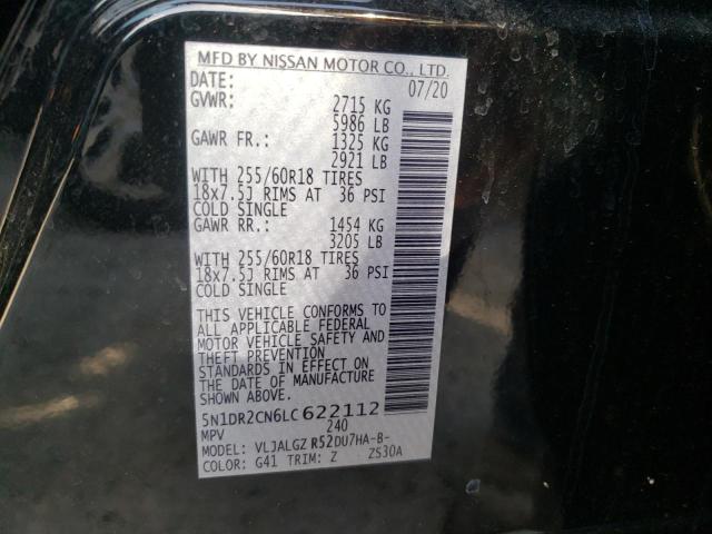 Photo 10 from auction – 2020 NISSAN PATHFINDER with VIN 5N1DR2CN6LC622112