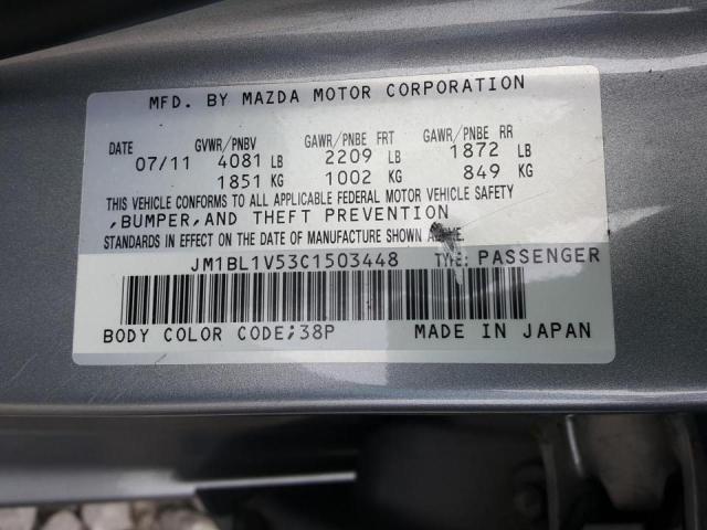 Photo 10 from auction – 2012 MAZDA 3 S with VIN JM1BL1V53C1503448