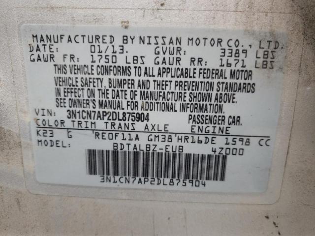 Photo 10 from auction – 2013 NISSAN VERSA S with VIN 3N1CN7AP2DL875904