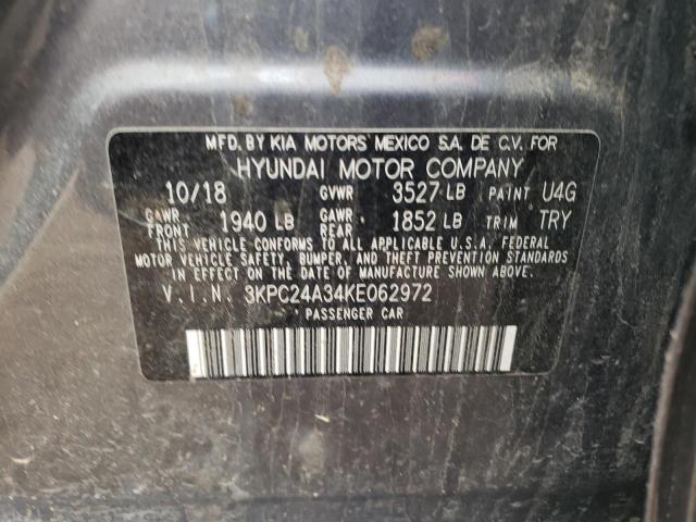 Photo 10 from auction – 2019 HYUNDAI ACCENT SE with VIN 3KPC24A34KE062972