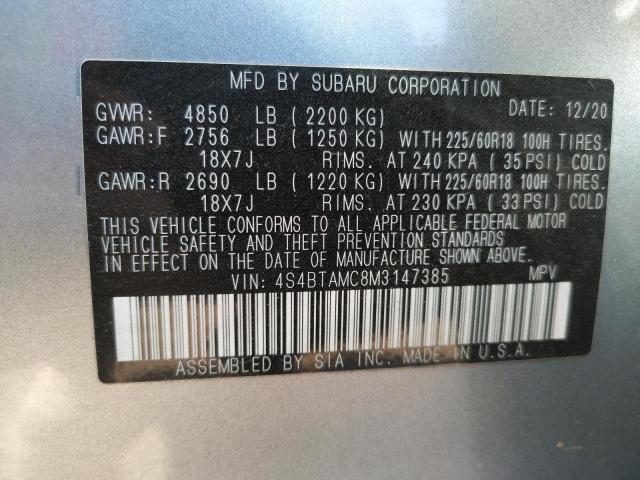 Photo 10 from auction – 2021 SUBARU OUTBACK LI with VIN 4S4BTAMC8M3147385