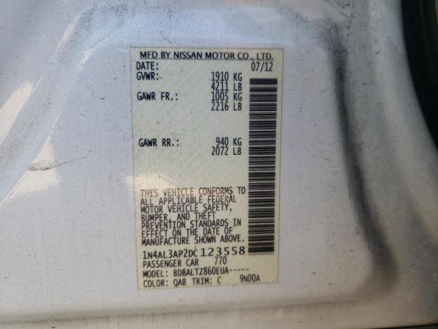 Photo 10 from auction – 2013 NISSAN ALTIMA 2.5 with VIN 1N4AL3AP2DC123558
