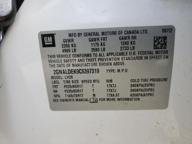 Photo 10 from auction – 2012 CHEVROLET EQUINOX LT with VIN 2GNALDEK9C6397319