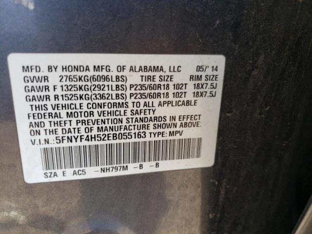 Photo 10 from auction – 2014 HONDA PILOT EXL with VIN 5FNYF4H52EB055163