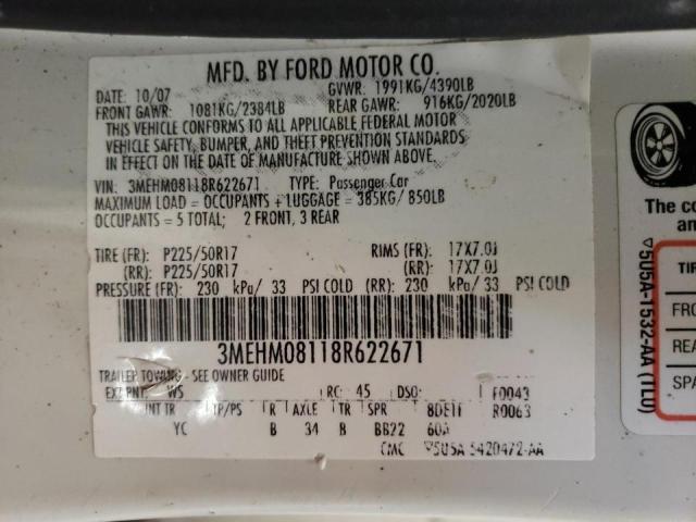 Photo 10 from auction – 2008 MERCURY MILAN PREM with VIN 3MEHM08118R622671