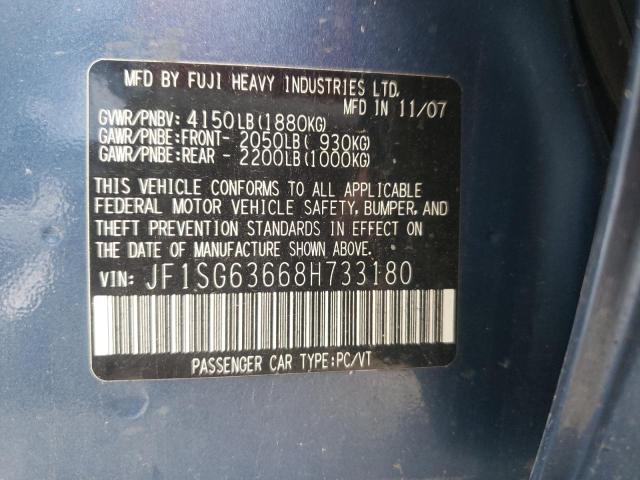 Photo 10 from auction – 2008 SUBARU FORESTER 2 with VIN JF1SG63668H733180