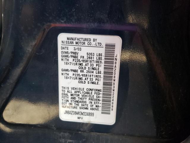 Photo 10 from auction – 2003 NISSAN MURANO SL with VIN JN8AZ08WX3W224899