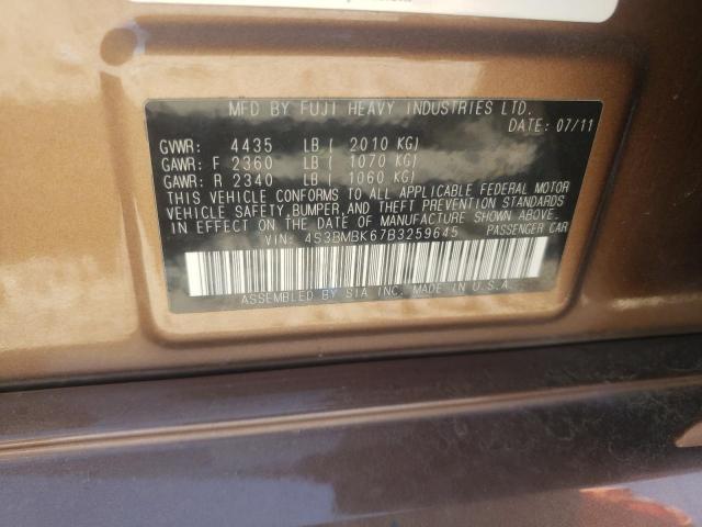 Photo 10 from auction – 2011 SUBARU LEGACY 2.5 with VIN 4S3BMBK67B3259645