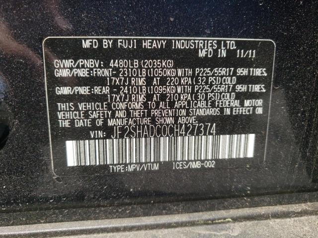 Photo 10 from auction – 2012 SUBARU FORESTER 2 with VIN JF2SHADC0CH427374