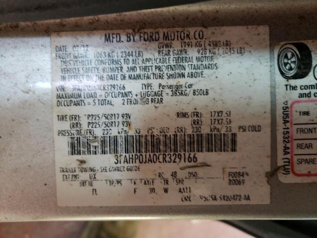 Photo 10 from auction – 2012 FORD FUSION SEL with VIN 3FAHP0JA0CR329166