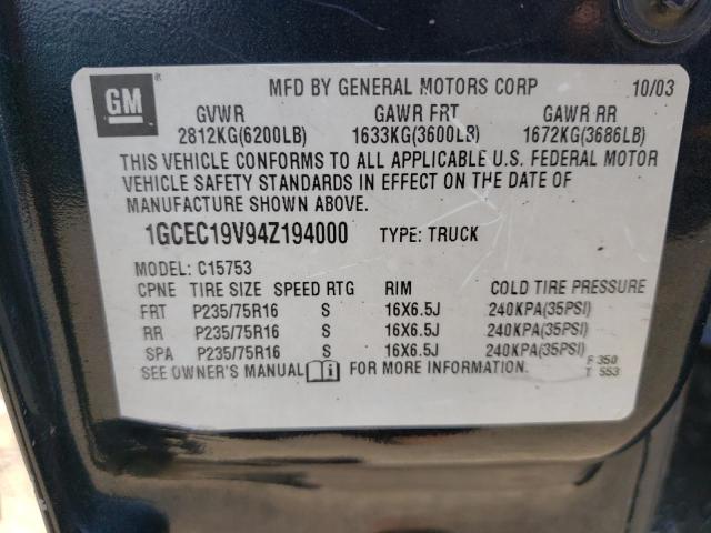 Photo 10 from auction – 2004 CHEVROLET SILVERADO with VIN 1GCEC19V94Z194000