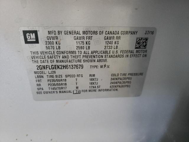 Photo 10 from auction – 2017 CHEVROLET EQUINOX PR with VIN 2GNFLGEK2H6137679
