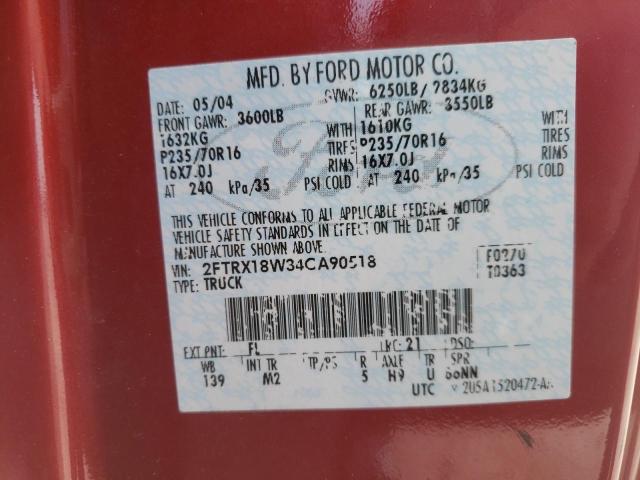 Photo 10 from auction – 2004 FORD F-150 HERI with VIN 2FTRX18W34CA90518