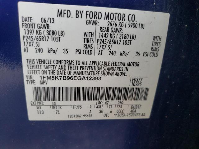 Photo 10 from auction – 2014 FORD EXPLORER with VIN 1FM5K7B96EGA12393