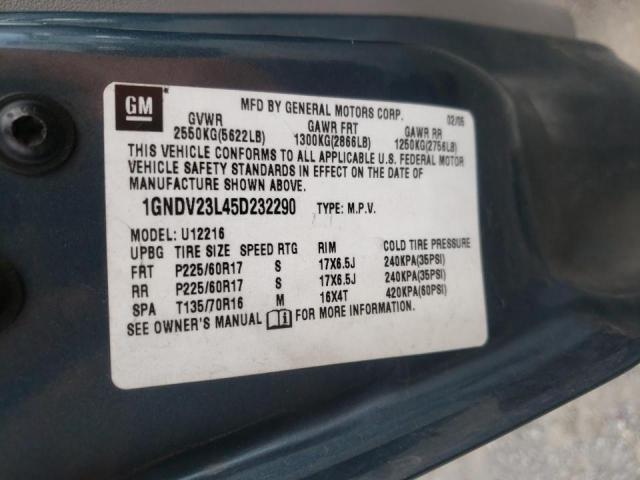 Photo 10 from auction – 2005 CHEVROLET UPLANDER L with VIN 1GNDV23L45D232290