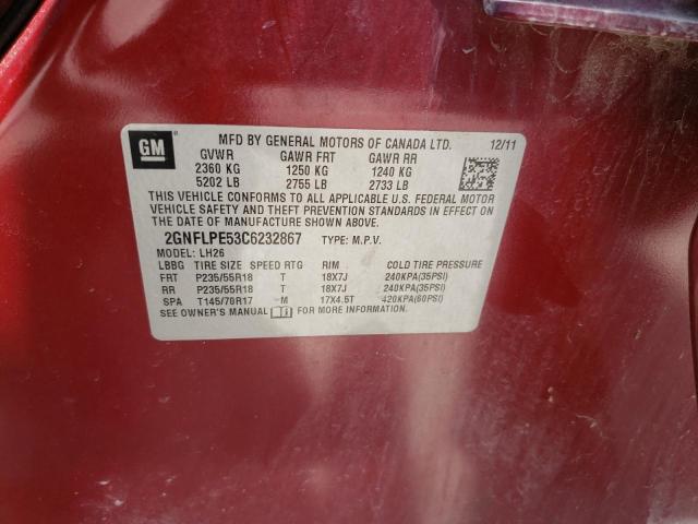 Photo 10 from auction – 2012 CHEVROLET EQUINOX LT with VIN 2GNFLPE53C6232867