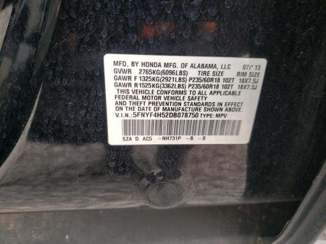 Photo 10 from auction – 2013 HONDA PILOT EXL with VIN 5FNYF4H52DB078750