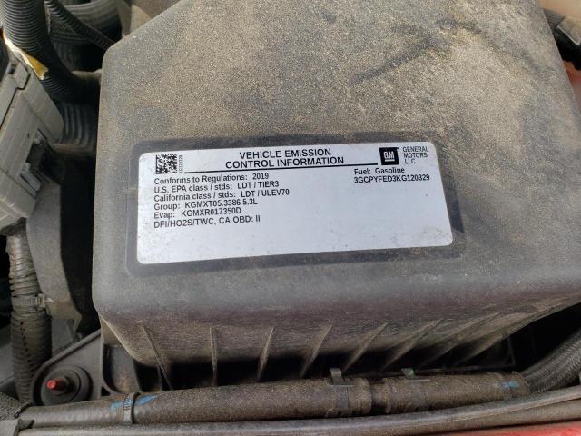 Photo 10 from auction – 2019 CHEVROLET SILVERADO with VIN 3GCPYFED3KG120329