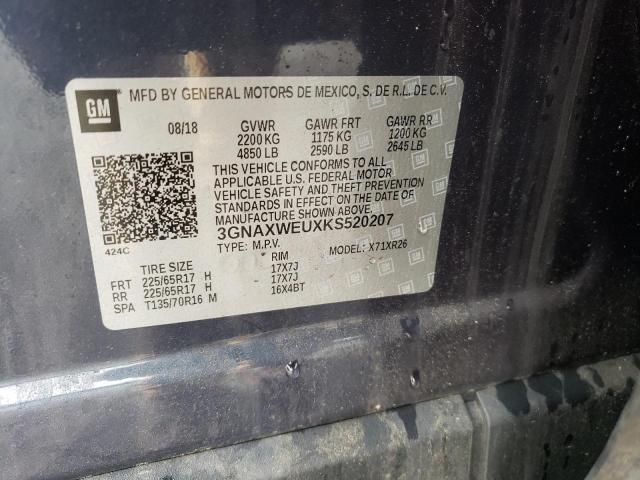 Photo 10 from auction – 2019 CHEVROLET EQUINOX LT with VIN 3GNAXWEUXKS520207