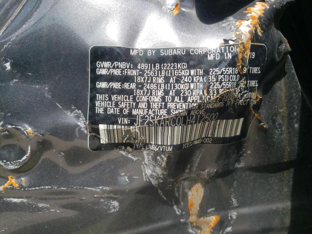 Photo 10 from auction – 2020 SUBARU FORESTER S with VIN JF2SKARC0LH412500