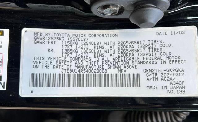 Photo 10 from auction – 2004 TOYOTA 4RUNNER SR with VIN JTEBU14R540029068