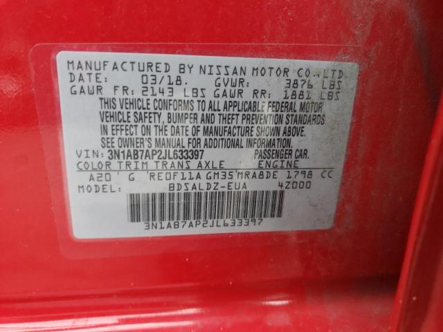Photo 10 from auction – 2018 NISSAN SENTRA S with VIN 3N1AB7AP2JL633397