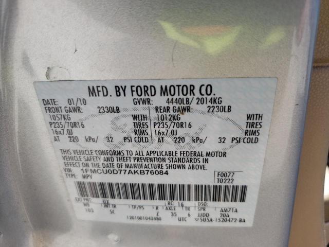 Фото 10 с аукциона – 2010 FORD ESCAPE XLT с VIN 1FMCU0D77AKB76084