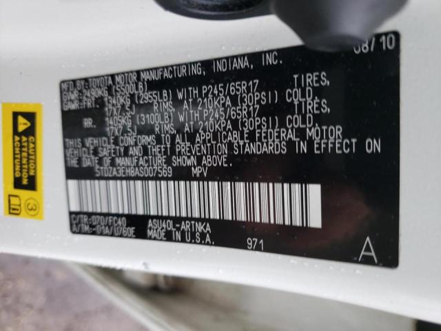 Photo 10 from auction – 2010 TOYOTA HIGHLANDER with VIN 5TDZA3EH8AS007569