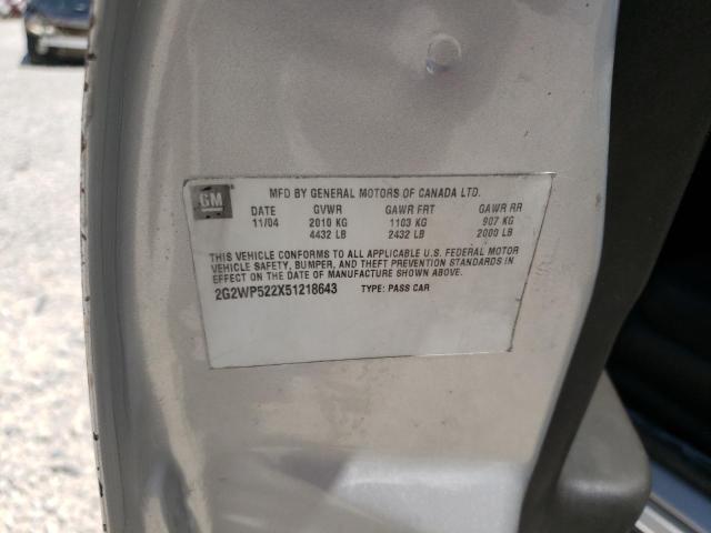 Photo 10 from auction – 2005 PONTIAC GRAND PRIX with VIN 2G2WP522X51218643