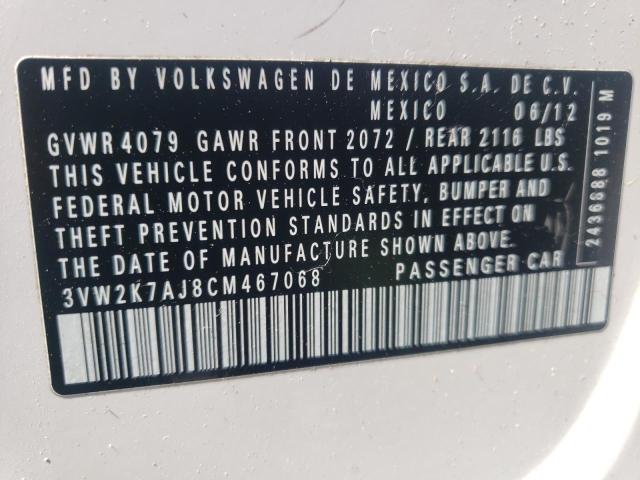 Photo 10 from auction – 2012 VOLKSWAGEN JETTA BASE with VIN 3VW2K7AJ8CM467068