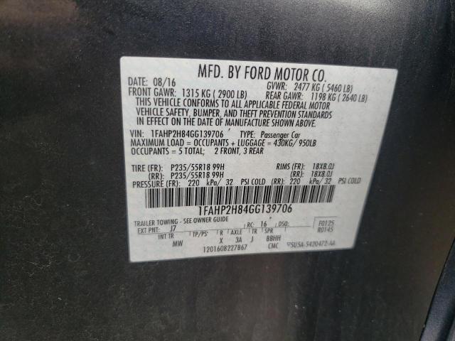 Photo 10 from auction – 2016 FORD TAURUS SEL with VIN 1FAHP2H84GG139706