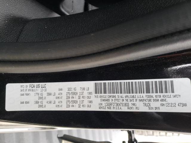 Photo 10 from auction – 2019 RAM 1500 LARAM with VIN 1C6SRFDT3KN731833
