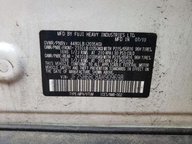 Photo 10 from auction – 2010 SUBARU FORESTER X with VIN JF2SH6BC8AH909698