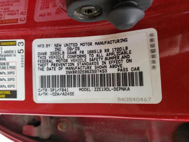 Photo 10 from auction – 2006 TOYOTA COROLLA CE with VIN 1NXBR32E86Z597453