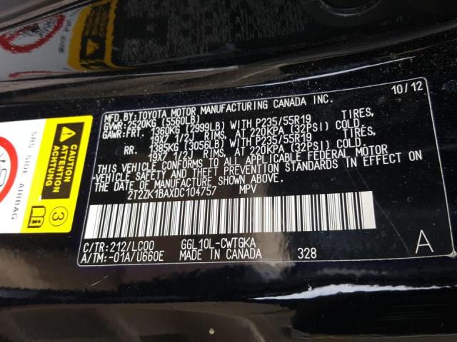 Photo 10 from auction – 2013 LEXUS RX 350 with VIN 2T2ZK1BAXDC104757