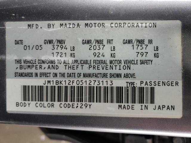 Photo 10 from auction – 2005 MAZDA 3 I with VIN JM1BK12F051273113
