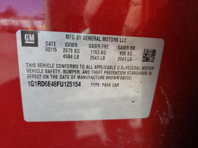 Photo 10 from auction – 2015 CHEVROLET VOLT with VIN 1G1RD6E48FU125154