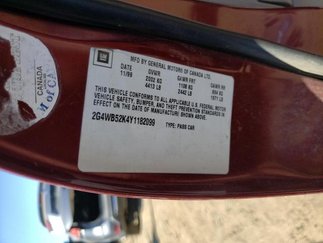 Photo 10 from auction – 2000 BUICK REGAL LS with VIN 2G4WB52K4Y1182099